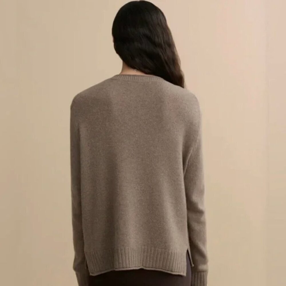 Jenni Kayne Everyday Sweater Cashmere Wool Knit Blend Long Sleeve Taupe Brown XS - Picture 6 of 10